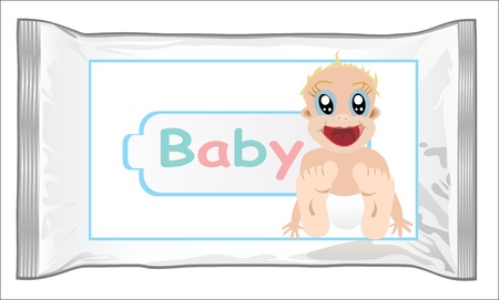 packaging for wet wipes isolated on white のイラスト素材