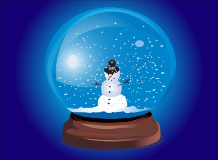 snow dome with snowmenのイラスト素材