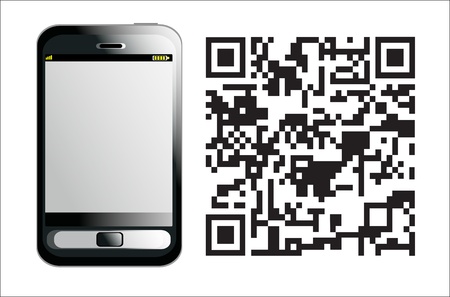 Modern Mobile phone with QR Code on a white background のイラスト素材