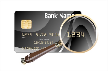 credit card magnify glass illustration design over a white backgroundのイラスト素材