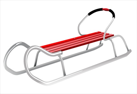 Red sled isolated in front of white backgroundのイラスト素材