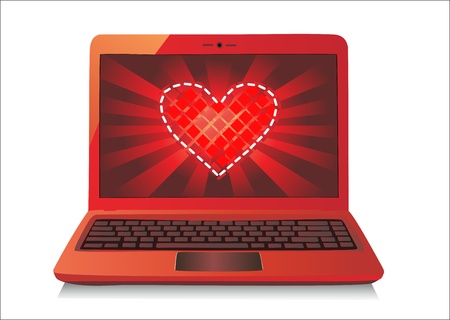 Heart Concept  Laptop on white Background  Vector のイラスト素材