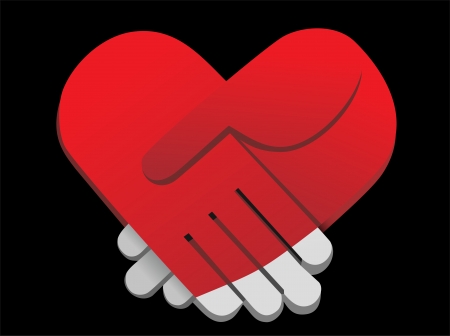 red palms handshake heart shaped vector illustrationのイラスト素材