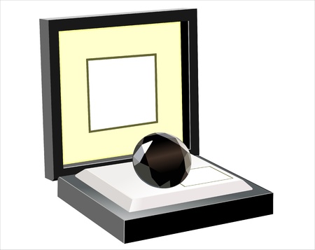 Open black gift box with Brilliant black isolated on whiteのイラスト素材