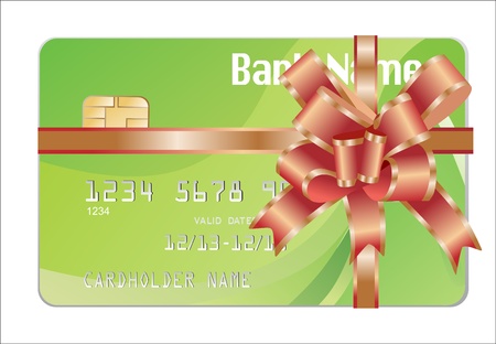 Credit card with red ribbon as a giftのイラスト素材
