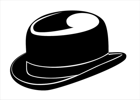 a black bowler hat on a white backgroundのイラスト素材