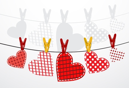 Paper hearts hanging from a rope  Part of Valentines day set  Vector のイラスト素材