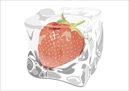 strawberry frozen in iceのイラスト素材