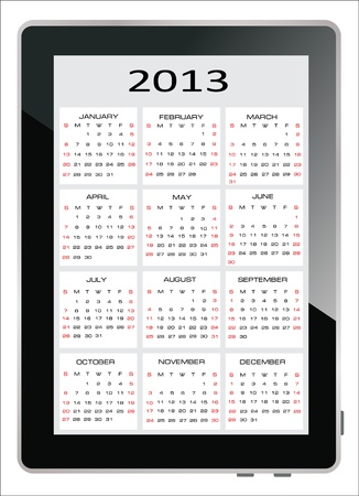 2013 calendar on the screen of tablet computerのイラスト素材
