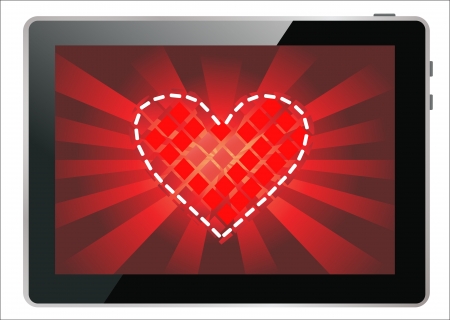 Valentine s Day Concept  Tablet PC Isolated on White Background  のイラスト素材