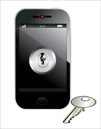 smartphone with keyのイラスト素材