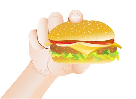 Hand Holding a Cheeseburgerのイラスト素材