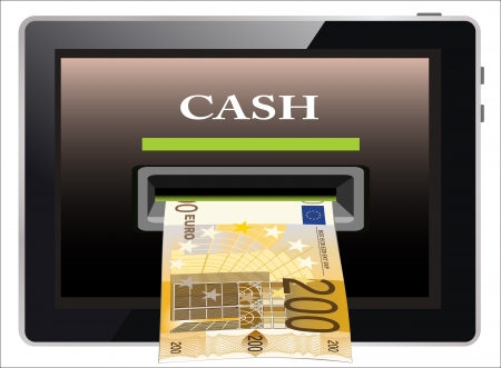 Online payments in tablet pc concept Isolated on white backgroundのイラスト素材