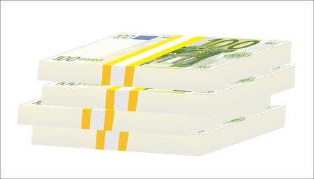 Stack of 100 euro bills isolated on white background のイラスト素材