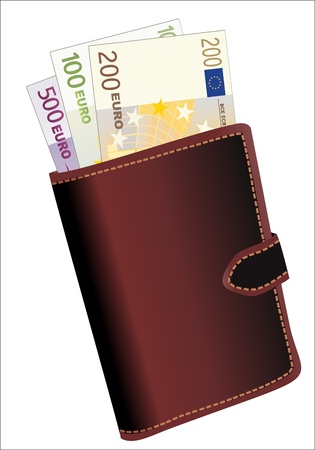 leather wallet with money isolated on white backgroundのイラスト素材