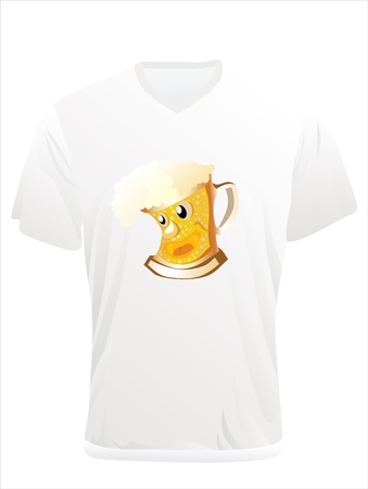 Men s t-shirt design template  A glass of beer のイラスト素材