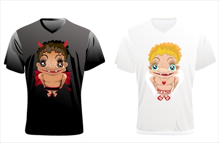 Men s t-shirt design template  Angel and the devilのイラスト素材