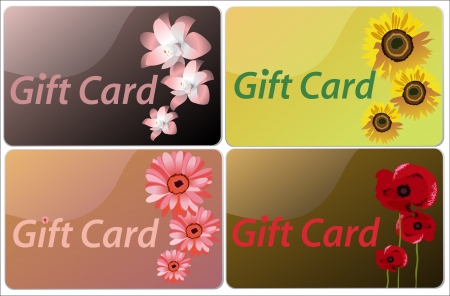 Set of flowers colorful gift cards のイラスト素材