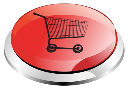 shopping cart red circle web glossy iconのイラスト素材