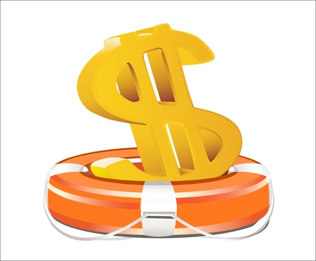 Red Lifebelt with Dollar Sign isolated on white backgroundのイラスト素材