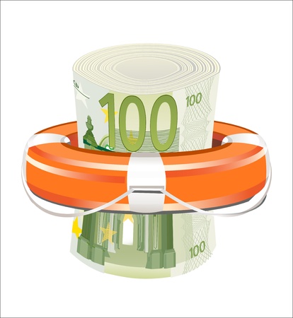 A life preserver filled with money, symbolizing financial aidのイラスト素材