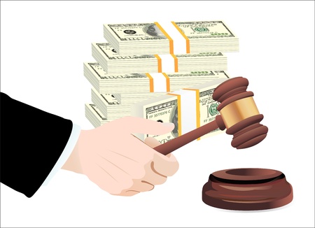 corrupt court gavel on a white backgroundのイラスト素材