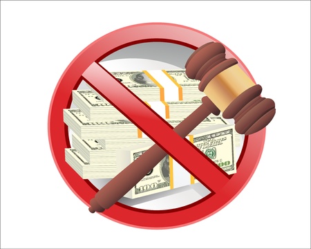 no corrupt court gavel on a white backgroundのイラスト素材