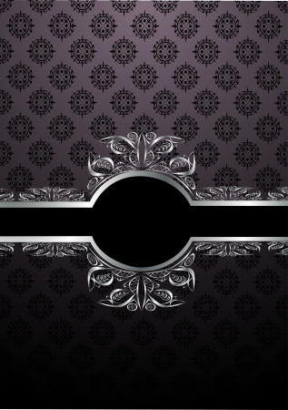 Vintage frame on damask backgroundのイラスト素材