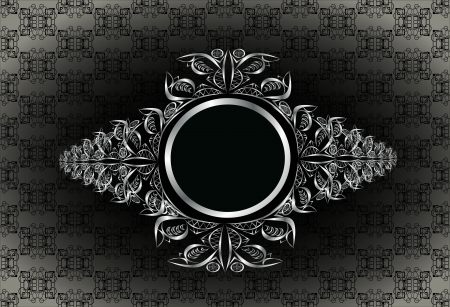 Vintage frame on damask backgroundのイラスト素材