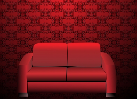 Red sofa in old Styled Interiorのイラスト素材