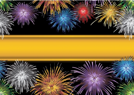 Beautiful Fireworks, on a black seamless background のイラスト素材