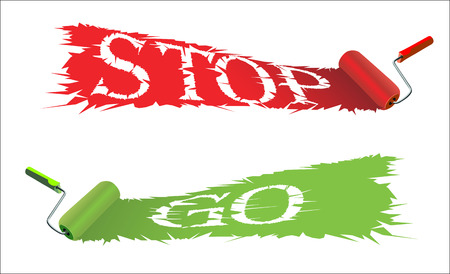 Roller brush and word  STOP  and  GO のイラスト素材