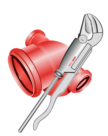 Pipe, joints and plumbing toolsのイラスト素材