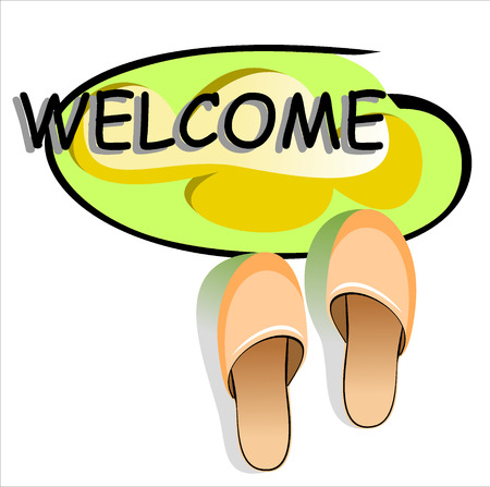 Welcome mat and slippersのイラスト素材