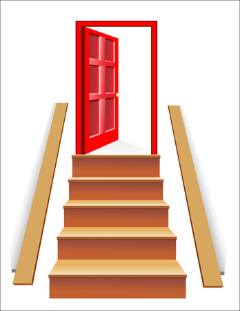 Stairs in up to an open door the leader to successのイラスト素材