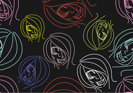 Abstract portrait of a woman seamless wallpaperのイラスト素材