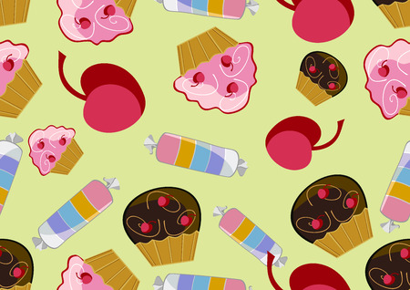 Seamless doodle food pattern dessertのイラスト素材