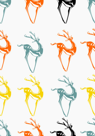 Christmas seamless pattern with deer. Vector illustrationのイラスト素材