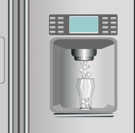 modern refrigerator getting water and ice cubesのイラスト素材