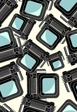 Vintage television over white backgroundのイラスト素材