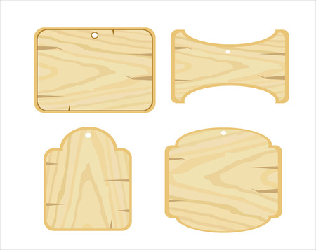 Set vector Wooden plaque on white background.のイラスト素材