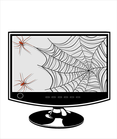 Internet concept from spider web and monitorのイラスト素材