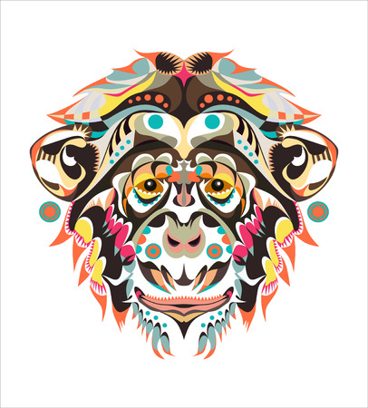 Patterned head of the monkeyのイラスト素材