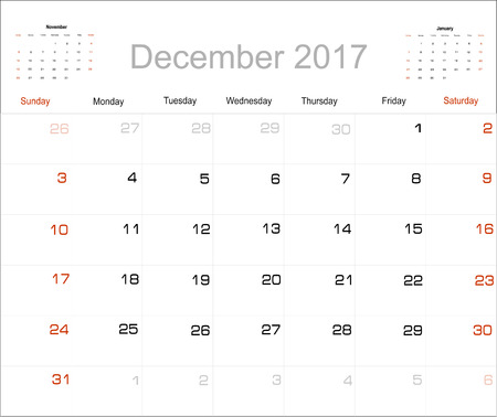 Vector planning calendar December 2017のイラスト素材