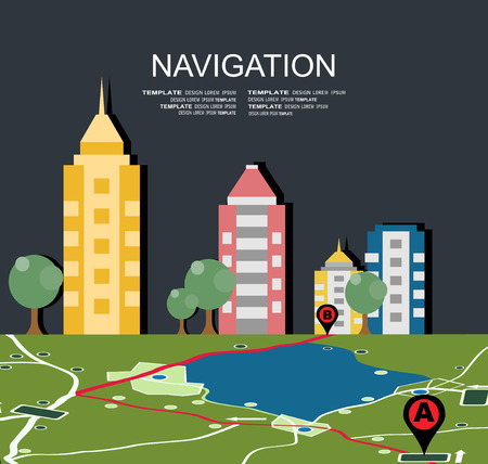 GPS navigator vector. Modern flat design vector illustration.のイラスト素材