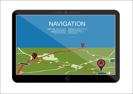 Vector illustration concept of holding smart-phone with mobile navigation. Flat design modern vector illustrationのイラスト素材