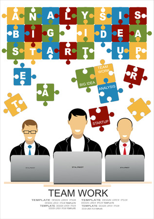 Flat design illustration concepts for business analysis and planning, consulting, team work, project management, financial report and strategy. Concepts web banner and printed materials.のイラスト素材