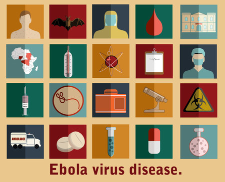 Ebola virus flat style icons.のイラスト素材