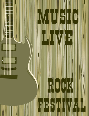 poster with an electric guitar on a wood backgroundのイラスト素材