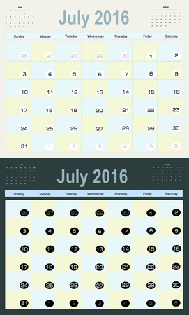 Vector planning calendar July 2016のイラスト素材